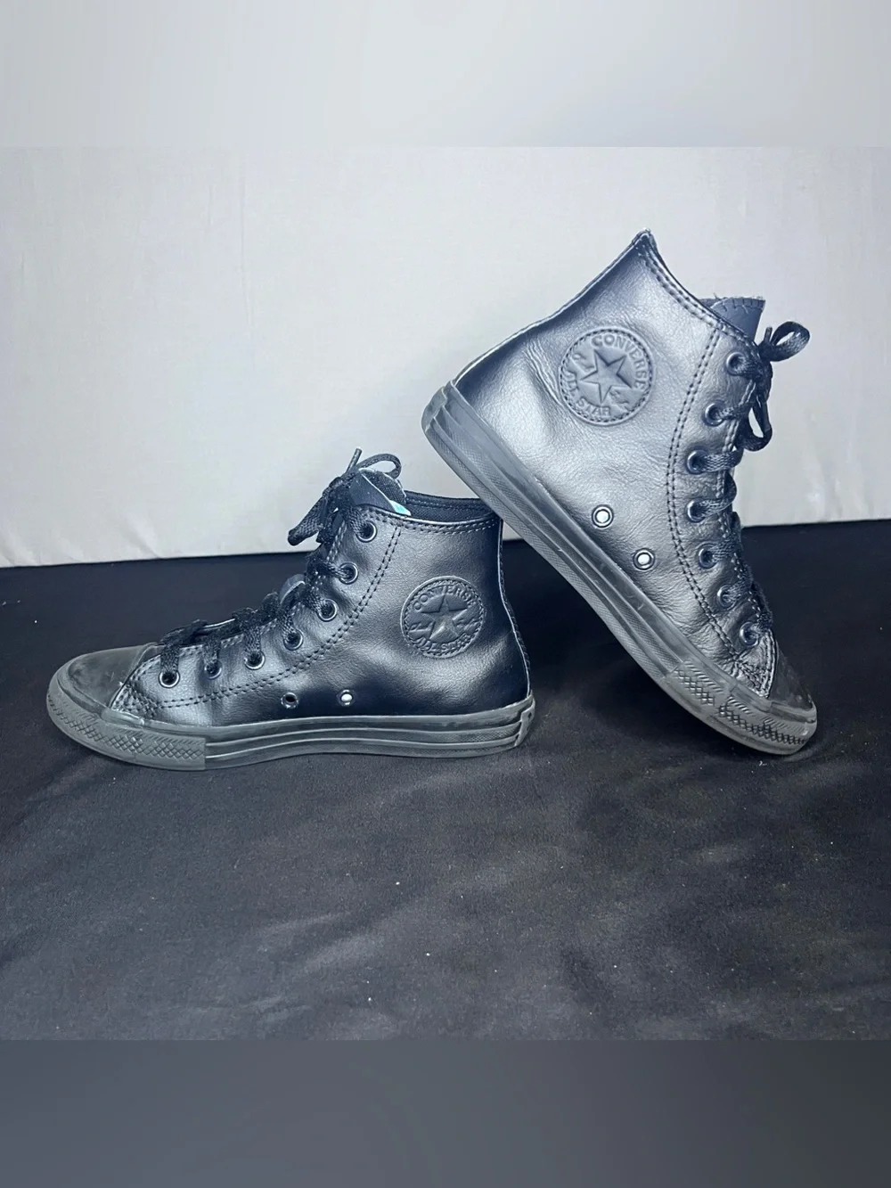 Converse Chuck Taylor All Star Black Leather High Top sneakers Size